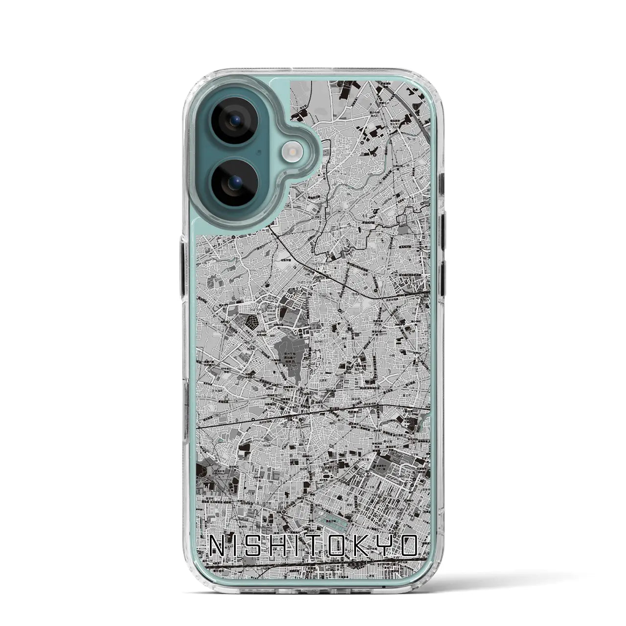 【西東京(東京都)】地図柄iPhoneケース(MagSafeタイプ)モノトーン・iPhone 16 Pro 用