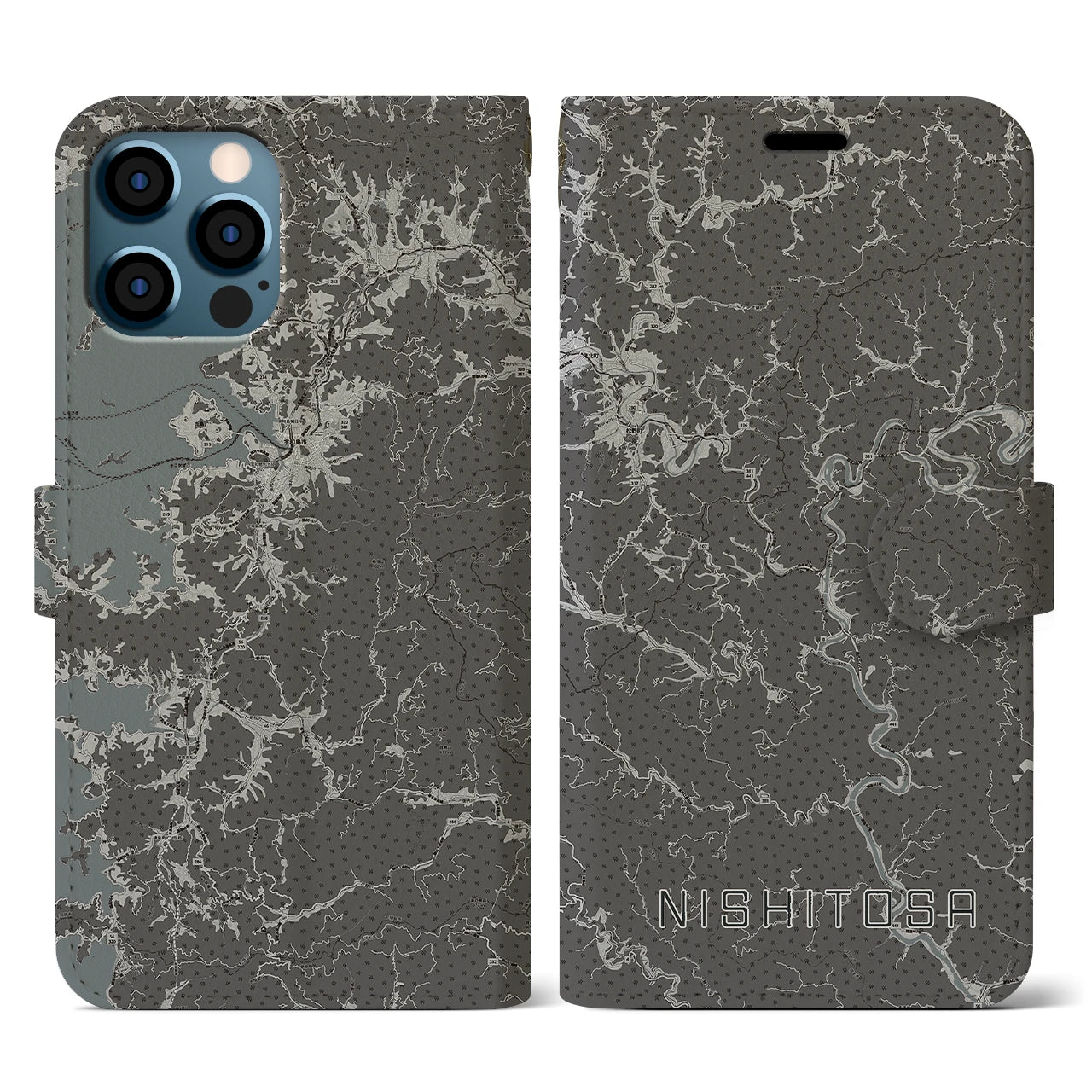 【西土佐(高知県)】地図柄iPhoneケース(手帳タイプ)