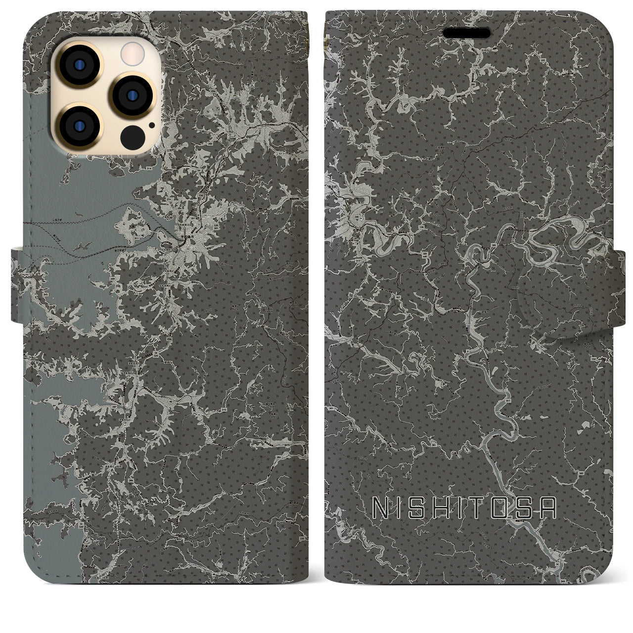 【西土佐(高知県)】地図柄iPhoneケース(手帳タイプ)