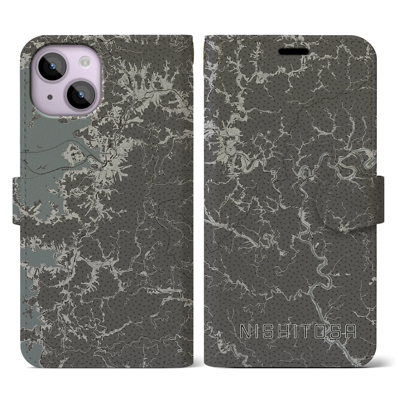 【西土佐(高知県)】地図柄iPhoneケース(手帳タイプ)