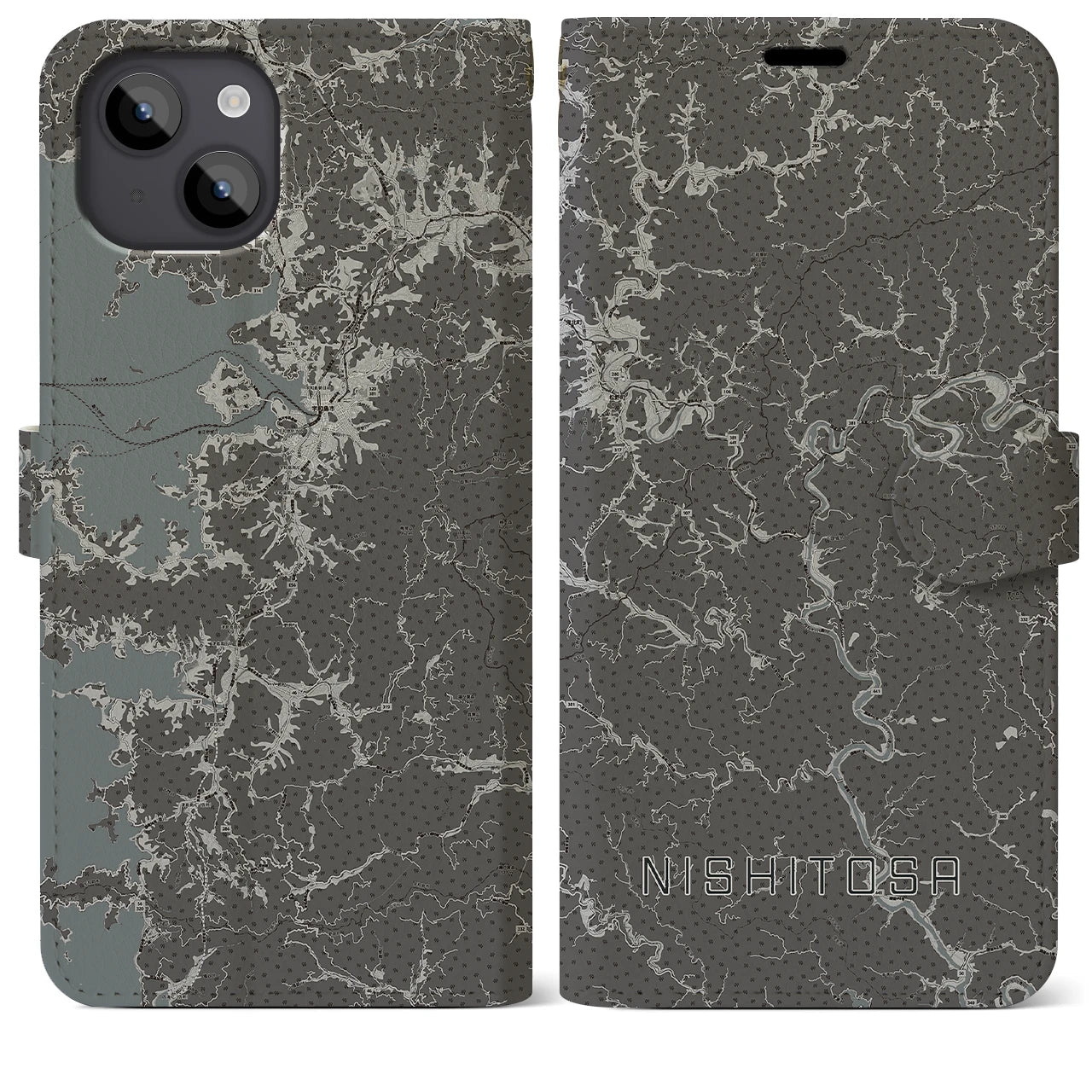 【西土佐(高知県)】地図柄iPhoneケース(手帳タイプ)