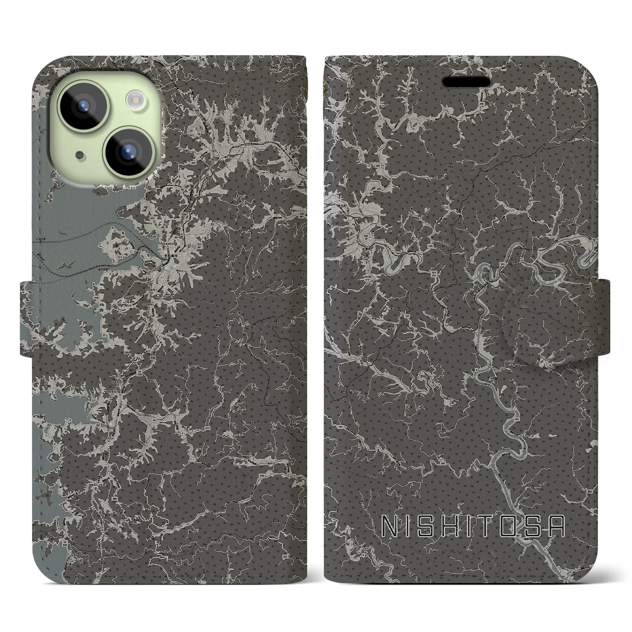 【西土佐(高知県)】地図柄iPhoneケース(手帳タイプ)