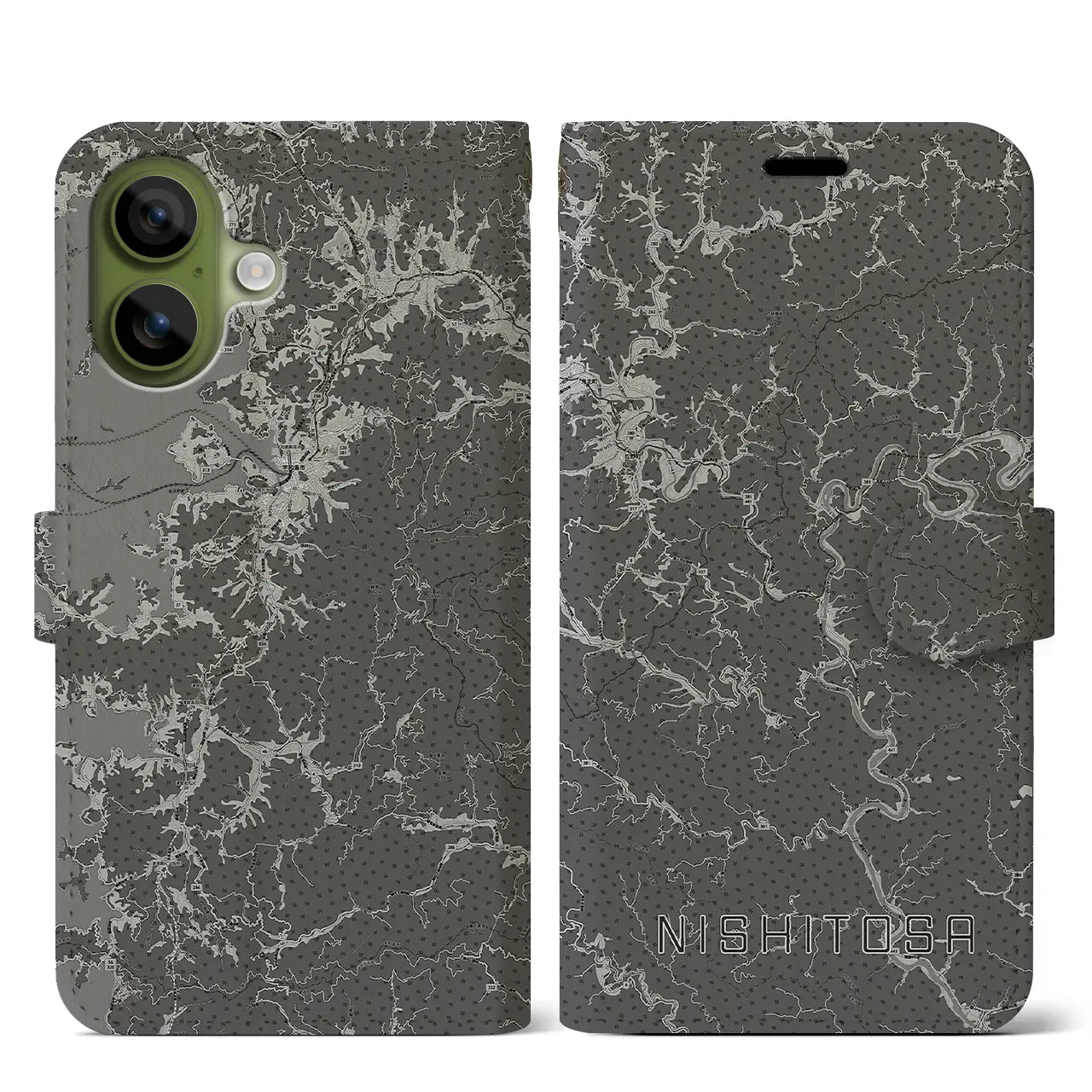 【西土佐(高知県)】地図柄iPhoneケース(手帳タイプ)