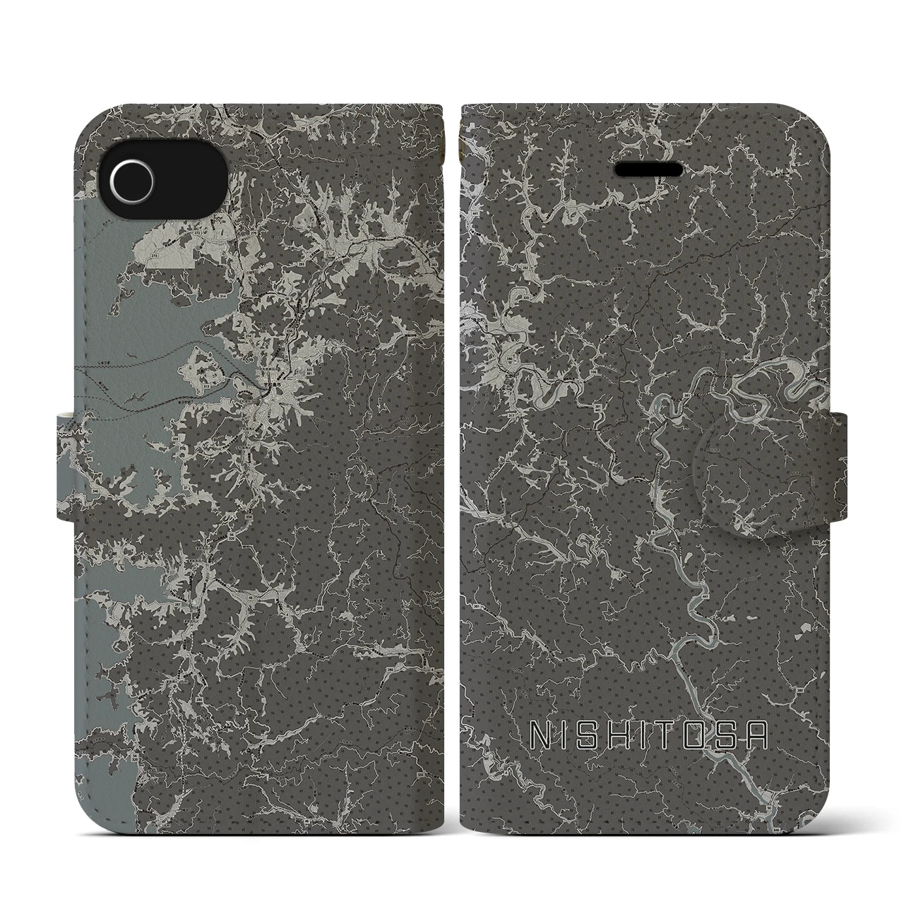 【西土佐(高知県)】地図柄iPhoneケース(手帳タイプ)