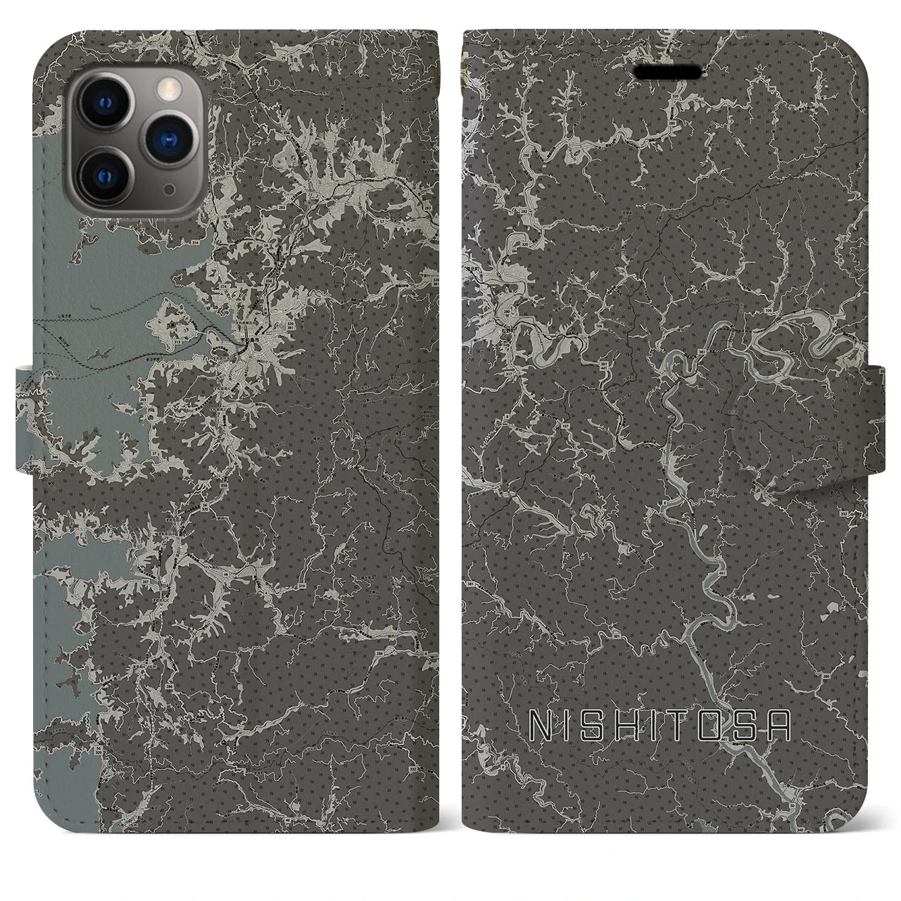 【西土佐(高知県)】地図柄iPhoneケース(手帳タイプ)