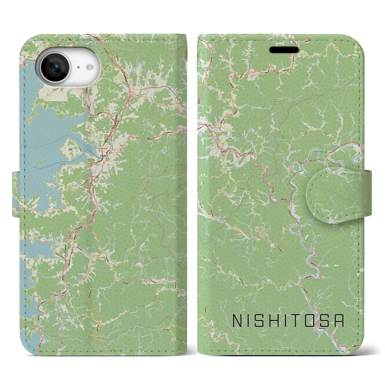 【西土佐(高知県)】地図柄iPhoneケース(手帳タイプ)