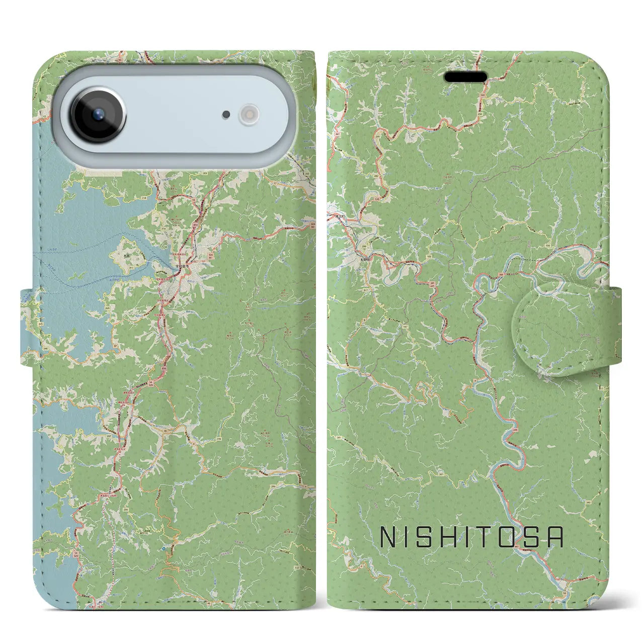 【西土佐(高知県)】地図柄iPhoneケース(手帳タイプ)