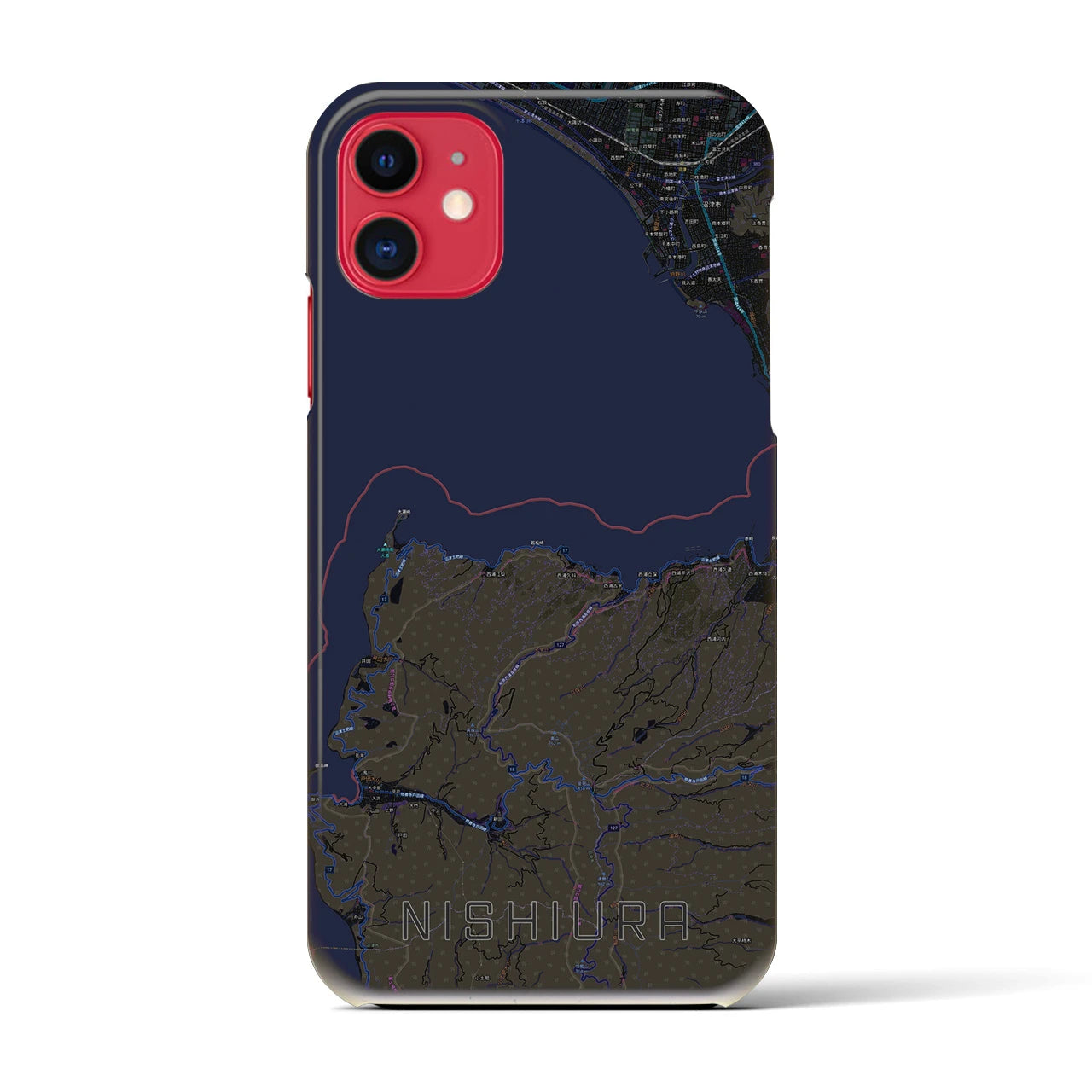 【西浦(静岡県)】地図柄iPhoneケース(バックカバータイプ)