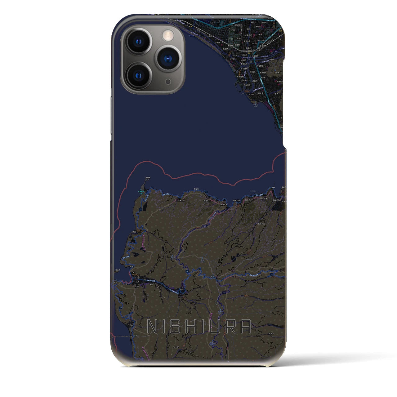 【西浦(静岡県)】地図柄iPhoneケース(バックカバータイプ)