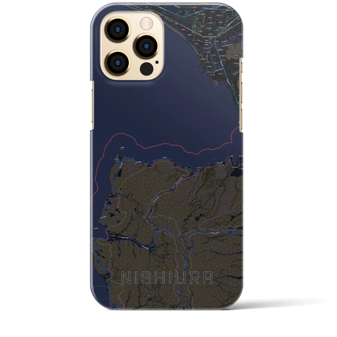【西浦(静岡県)】地図柄iPhoneケース(バックカバータイプ)