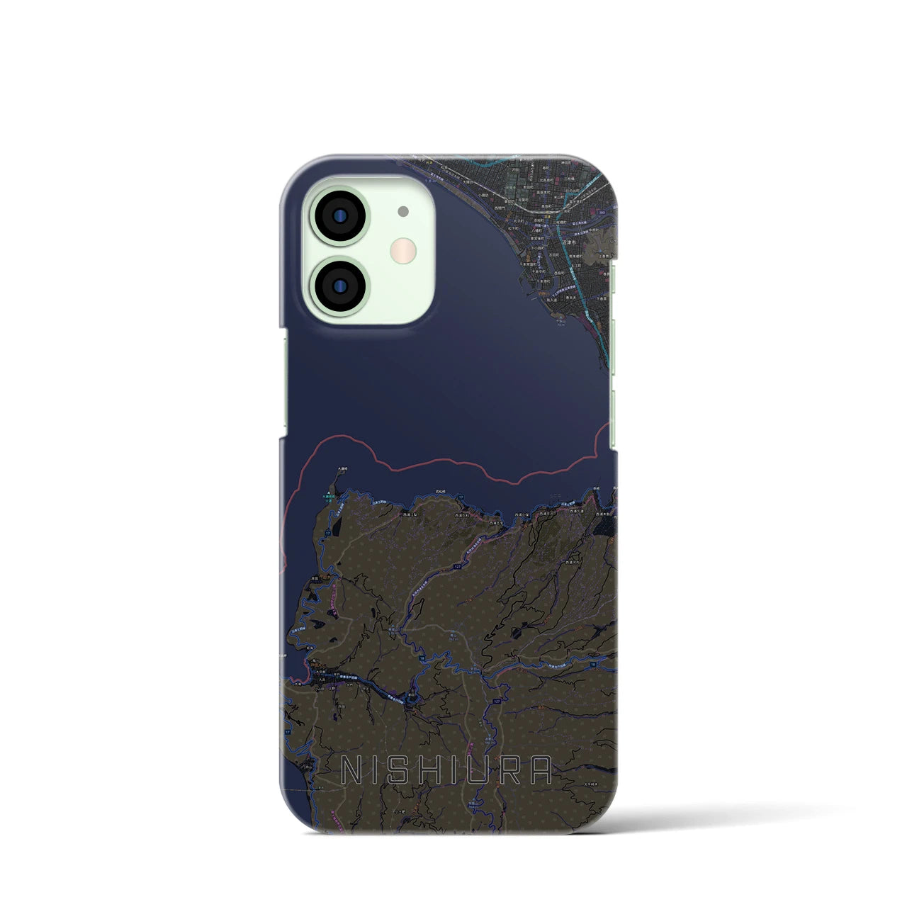 【西浦(静岡県)】地図柄iPhoneケース(バックカバータイプ)