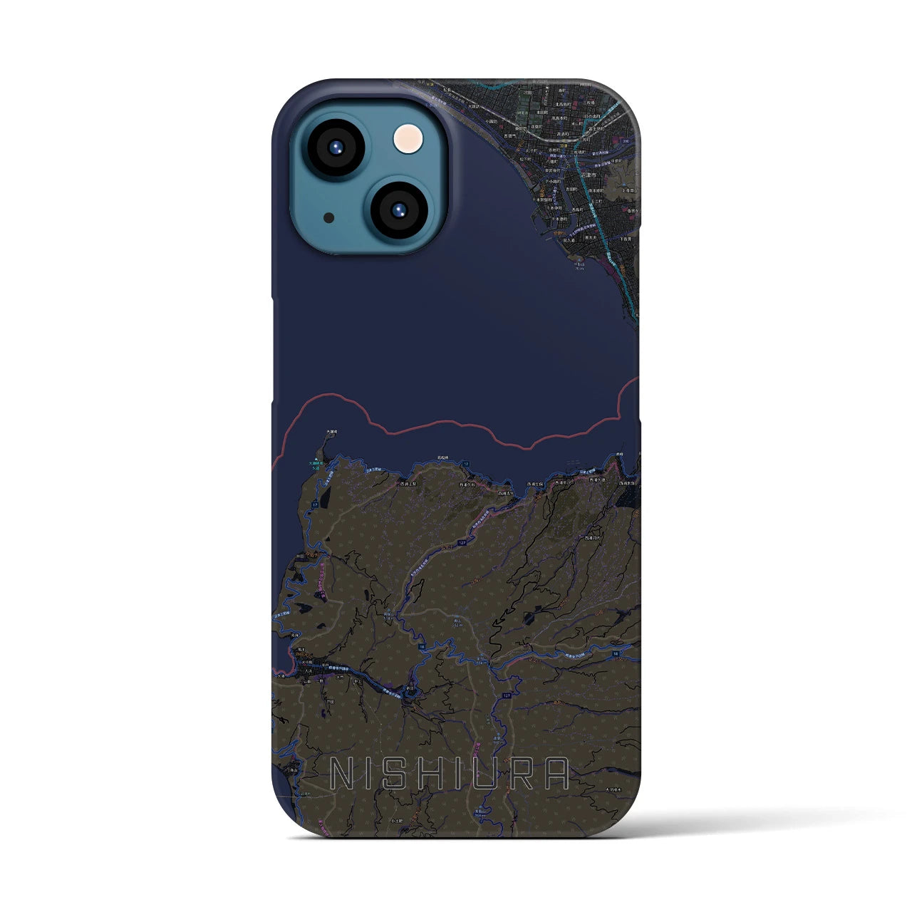 【西浦(静岡県)】地図柄iPhoneケース(バックカバータイプ)