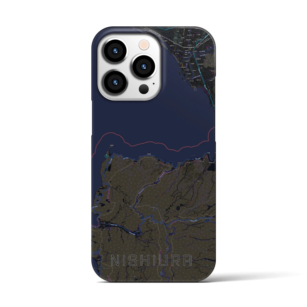 【西浦(静岡県)】地図柄iPhoneケース(バックカバータイプ)