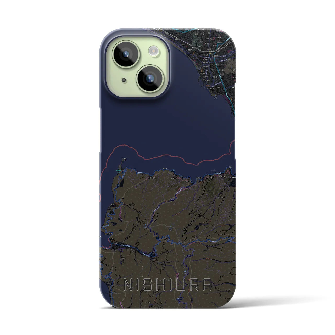 【西浦(静岡県)】地図柄iPhoneケース(バックカバータイプ)