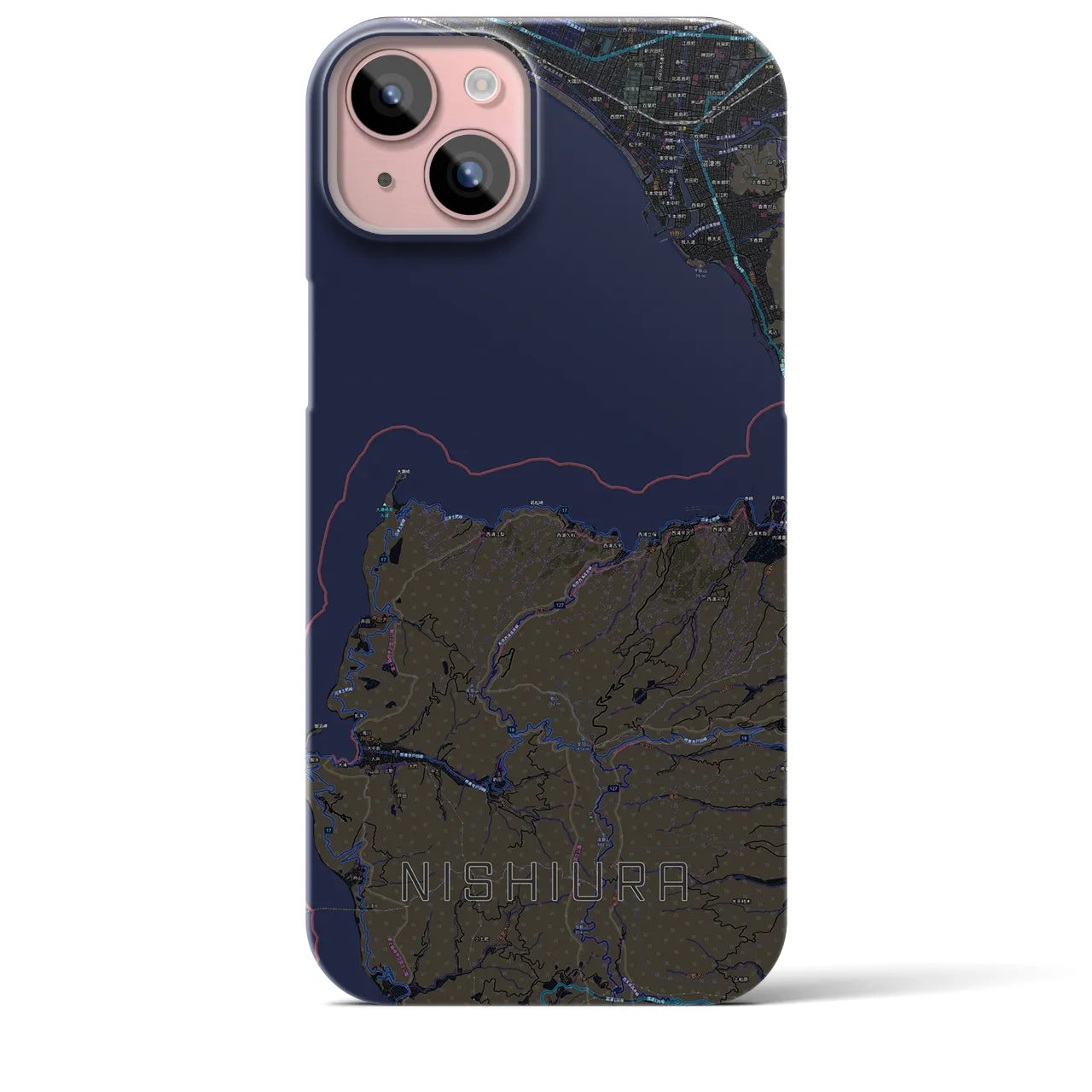 【西浦(静岡県)】地図柄iPhoneケース(バックカバータイプ)