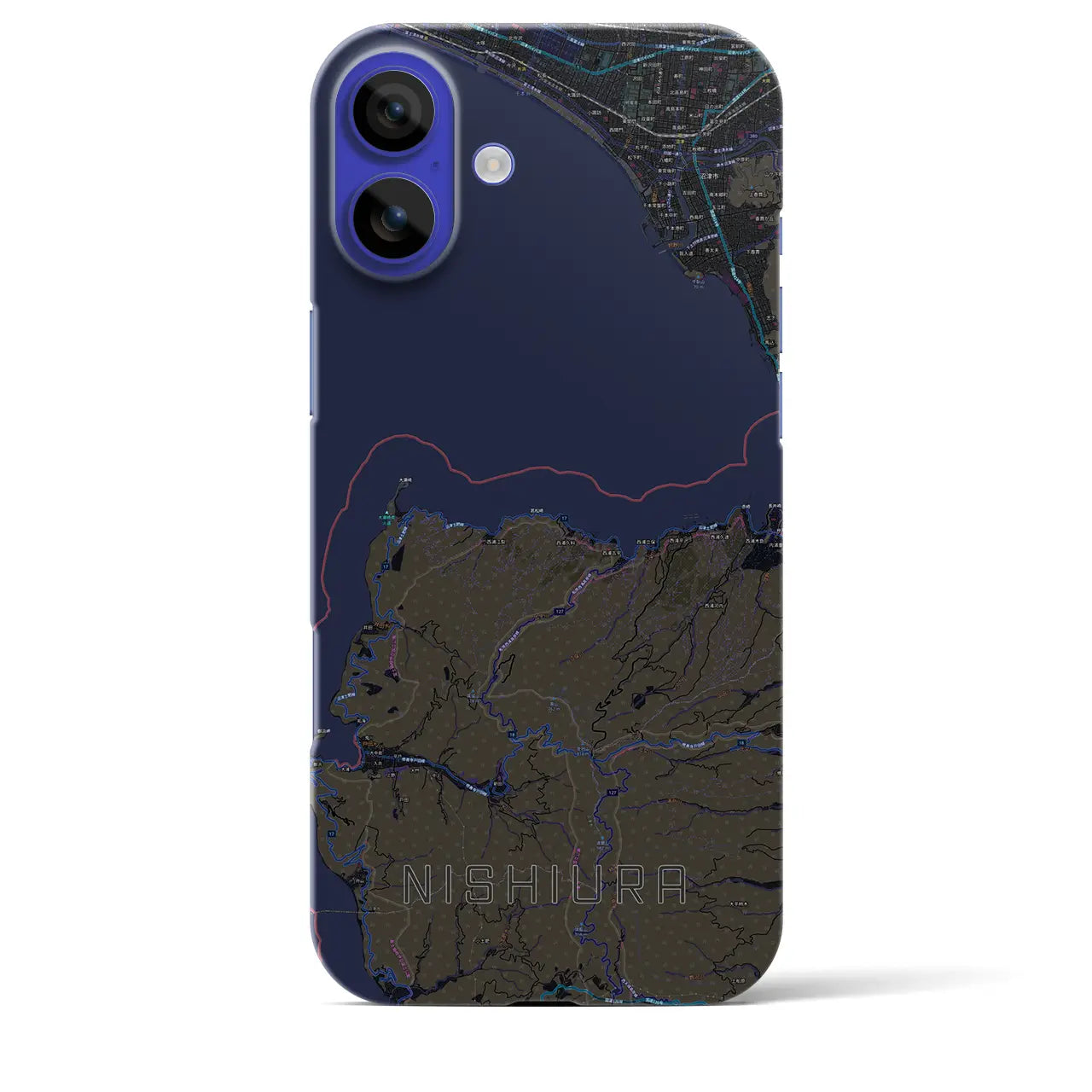 【西浦(静岡県)】地図柄iPhoneケース(バックカバータイプ)