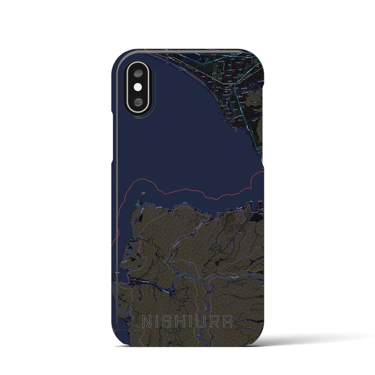 【西浦(静岡県)】地図柄iPhoneケース(バックカバータイプ)