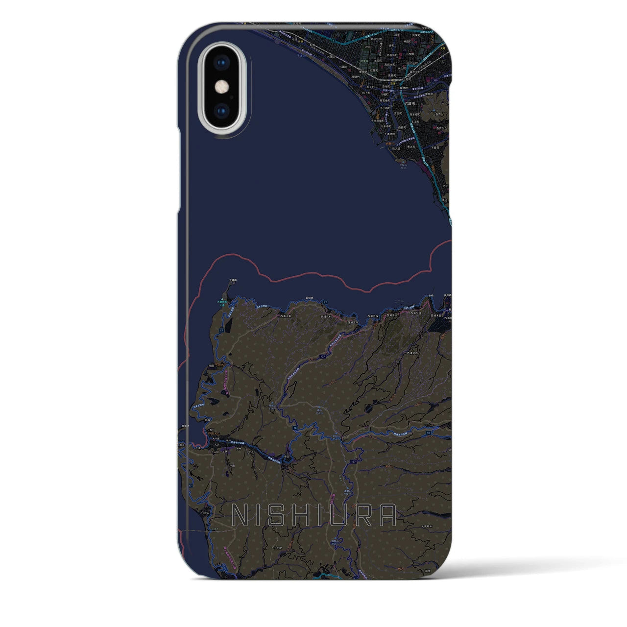 【西浦(静岡県)】地図柄iPhoneケース(バックカバータイプ)