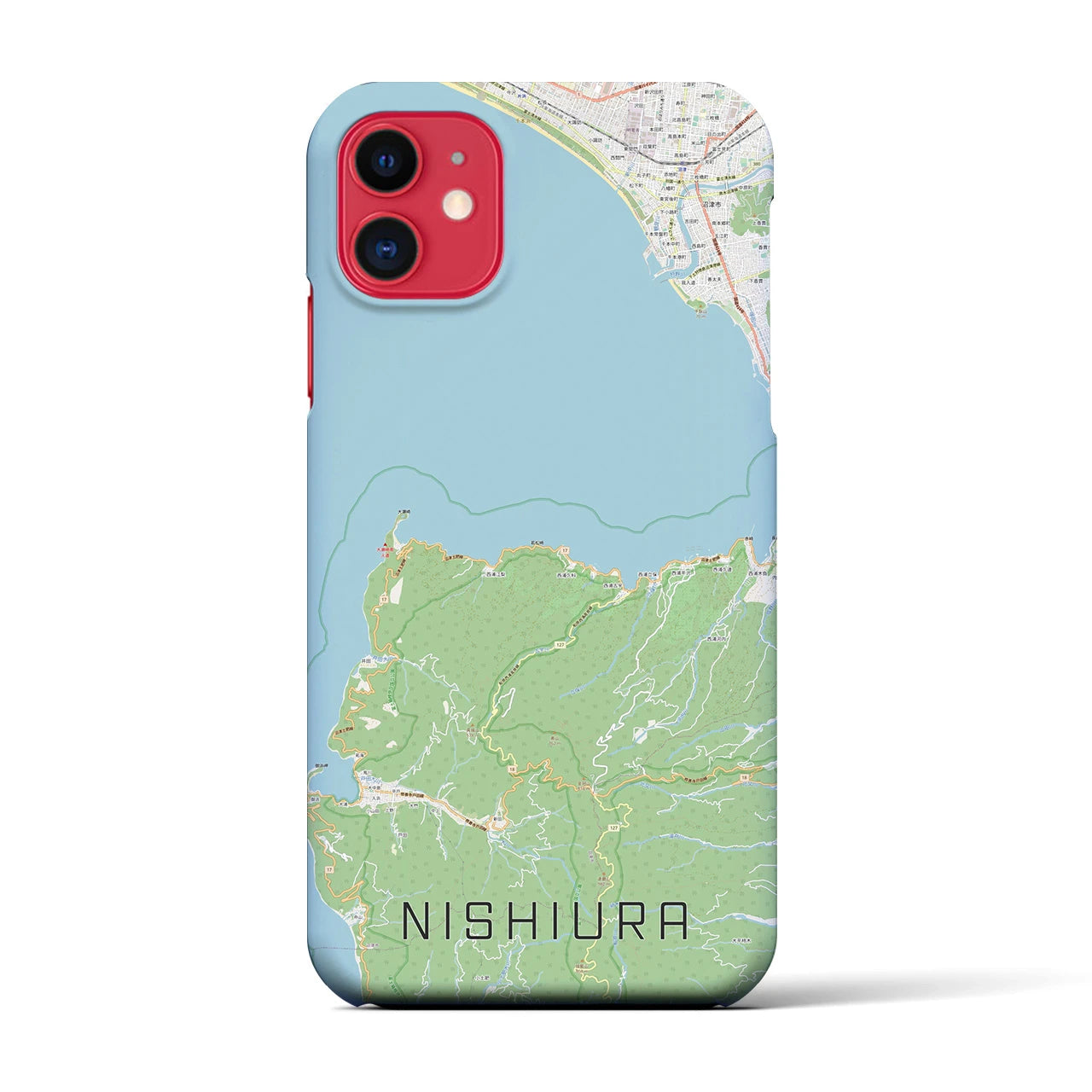 【西浦(静岡県)】地図柄iPhoneケース(バックカバータイプ)