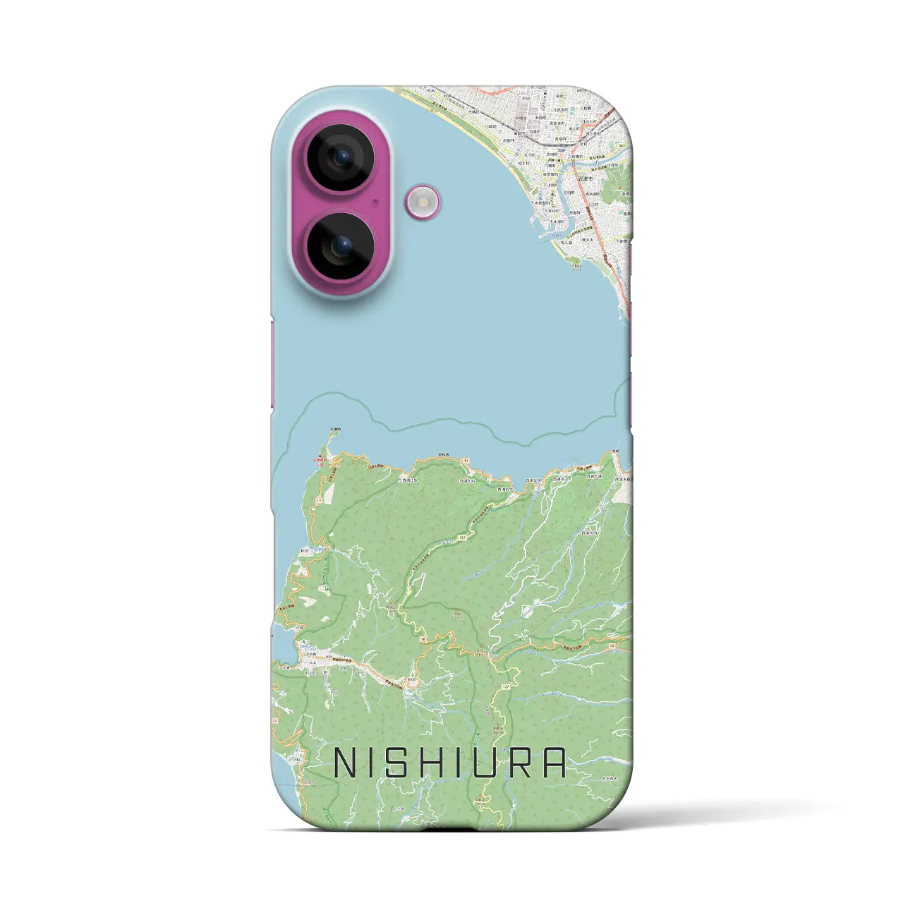 【西浦(静岡県)】地図柄iPhoneケース(バックカバータイプ)