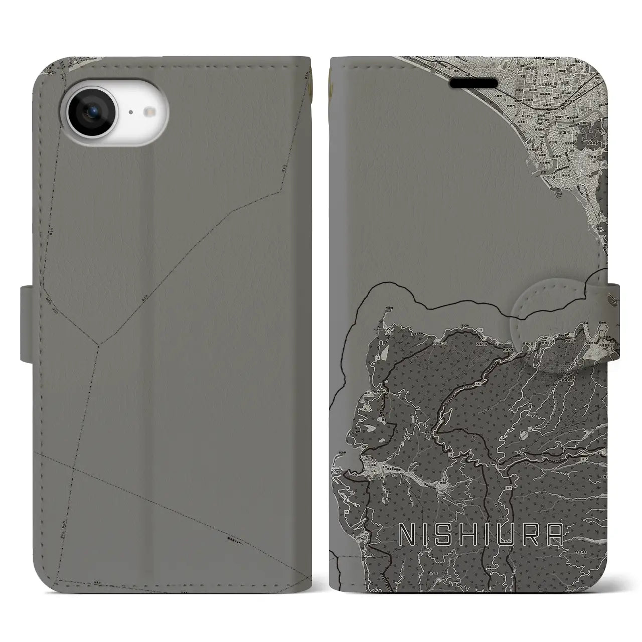 【西浦(静岡県)】地図柄iPhoneケース(手帳タイプ)