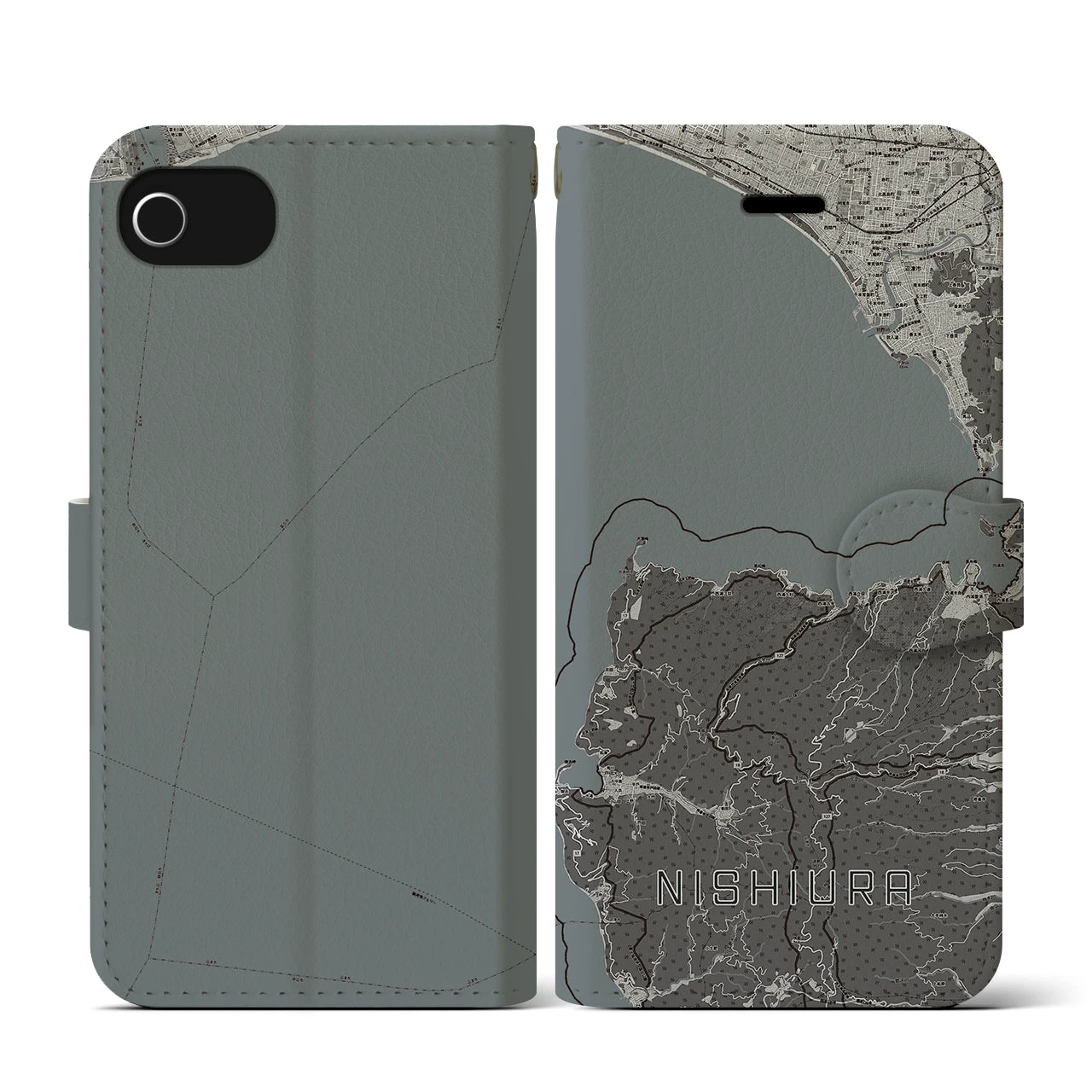 【西浦(静岡県)】地図柄iPhoneケース(手帳タイプ)