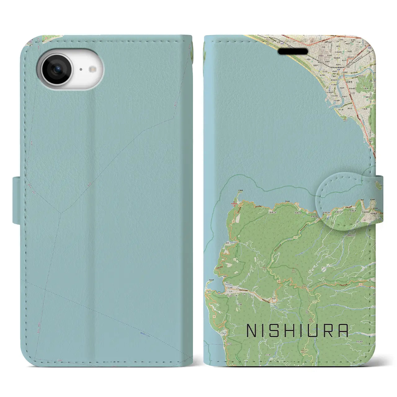 【西浦(静岡県)】地図柄iPhoneケース(手帳タイプ)