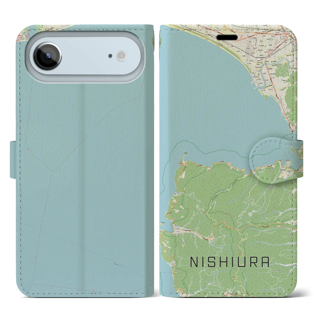 【西浦(静岡県)】地図柄iPhoneケース(手帳タイプ)ナチュラル・iPhone 17 Pro Max 用