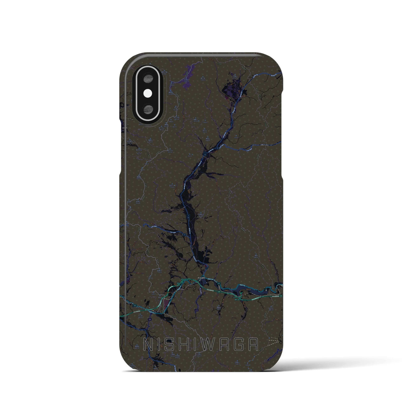 【西和賀(岩手県)】地図柄iPhoneケース(バックカバータイプ)