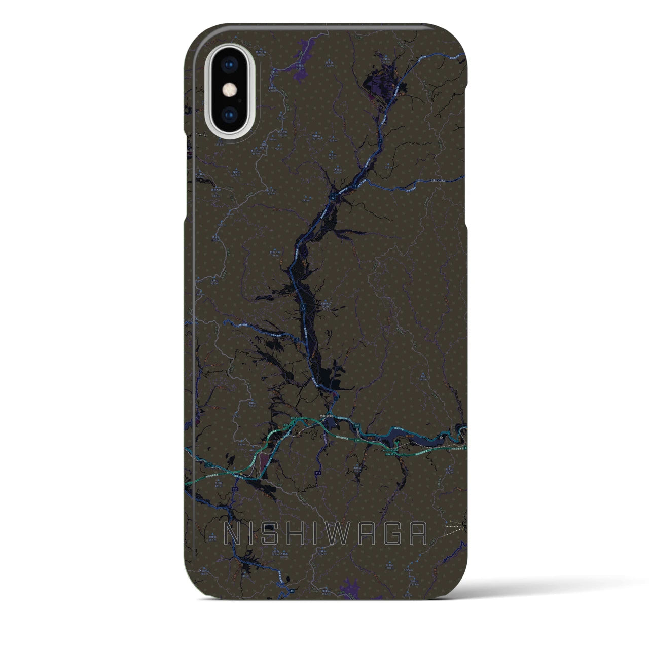 【西和賀(岩手県)】地図柄iPhoneケース(バックカバータイプ)