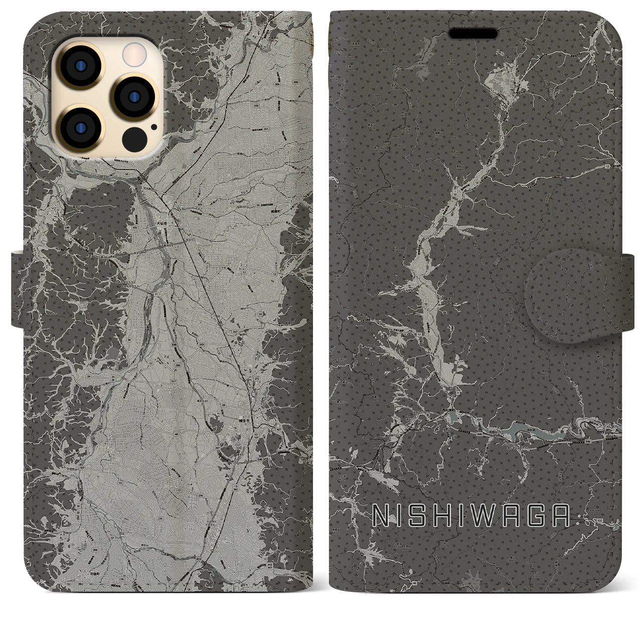 【西和賀(岩手県)】地図柄iPhoneケース(手帳タイプ)