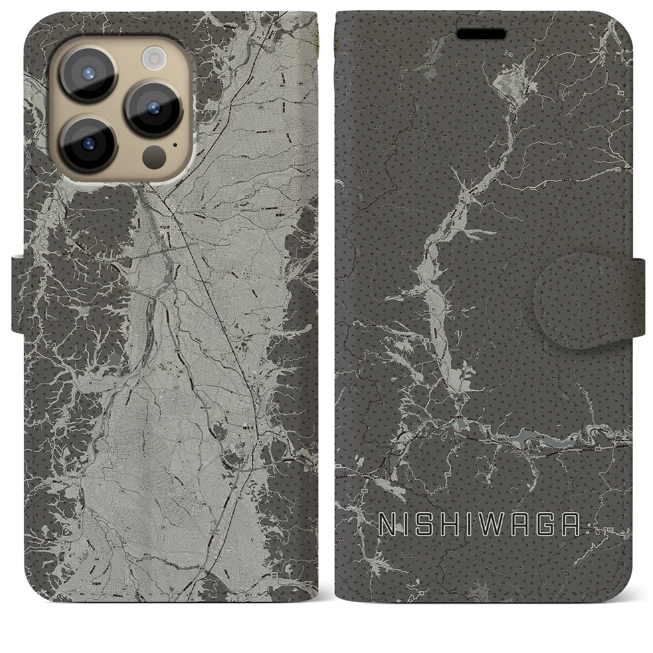 【西和賀(岩手県)】地図柄iPhoneケース(手帳タイプ)