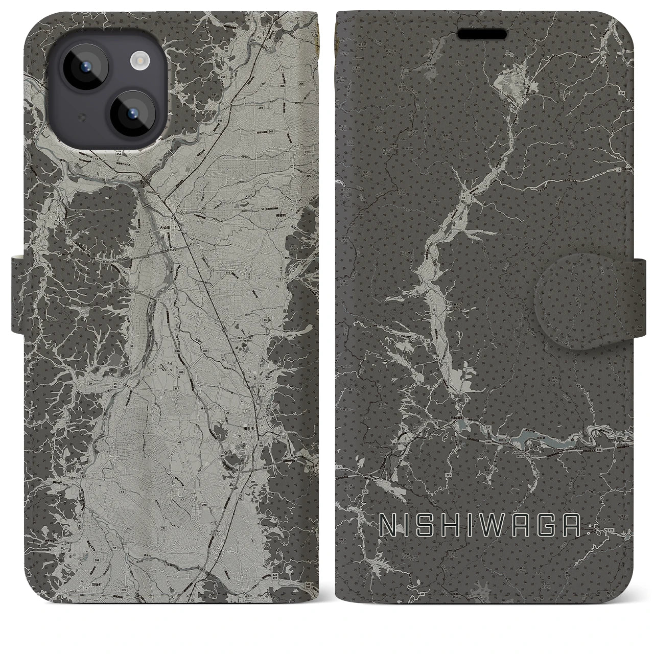 【西和賀(岩手県)】地図柄iPhoneケース(手帳タイプ)