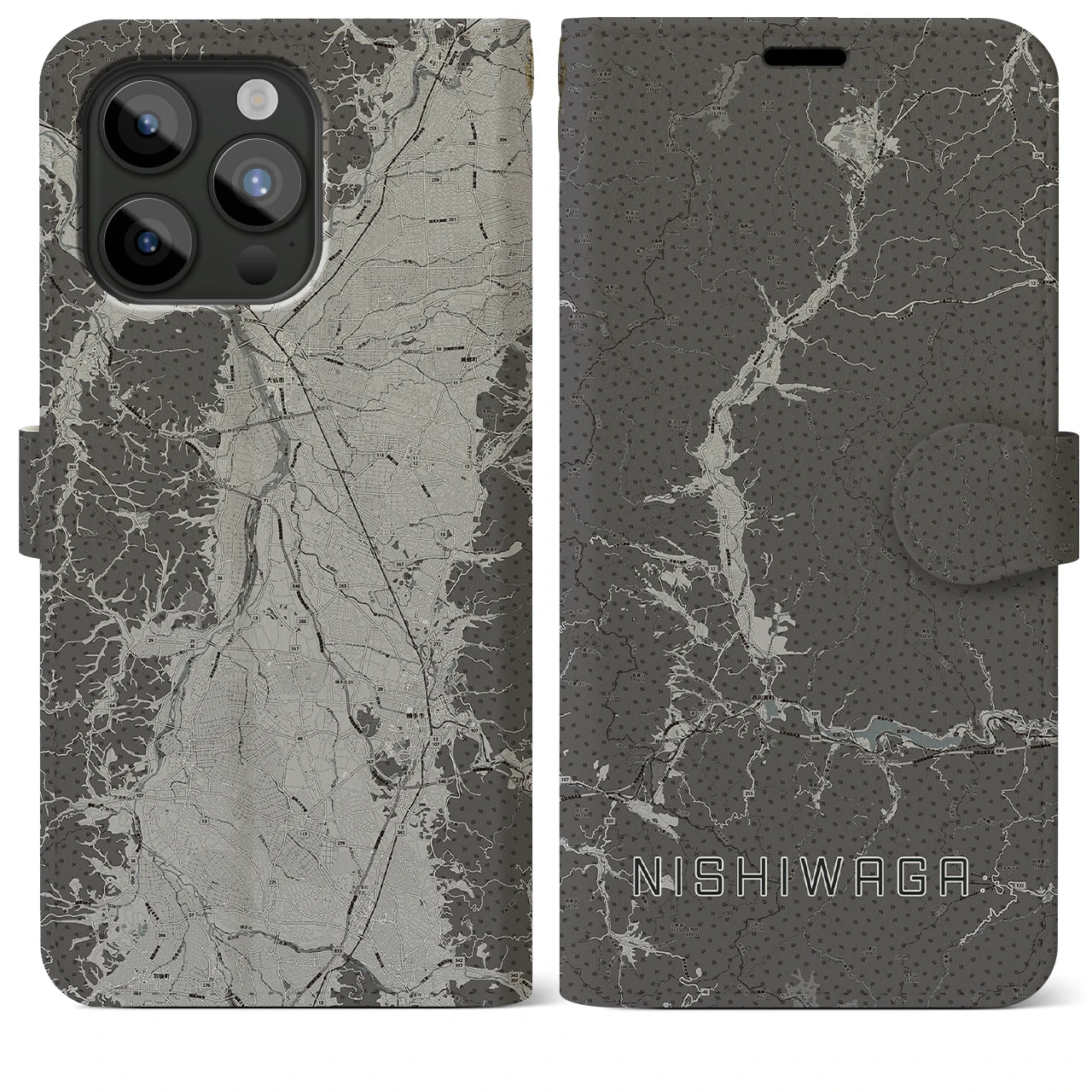 【西和賀(岩手県)】地図柄iPhoneケース(手帳タイプ)