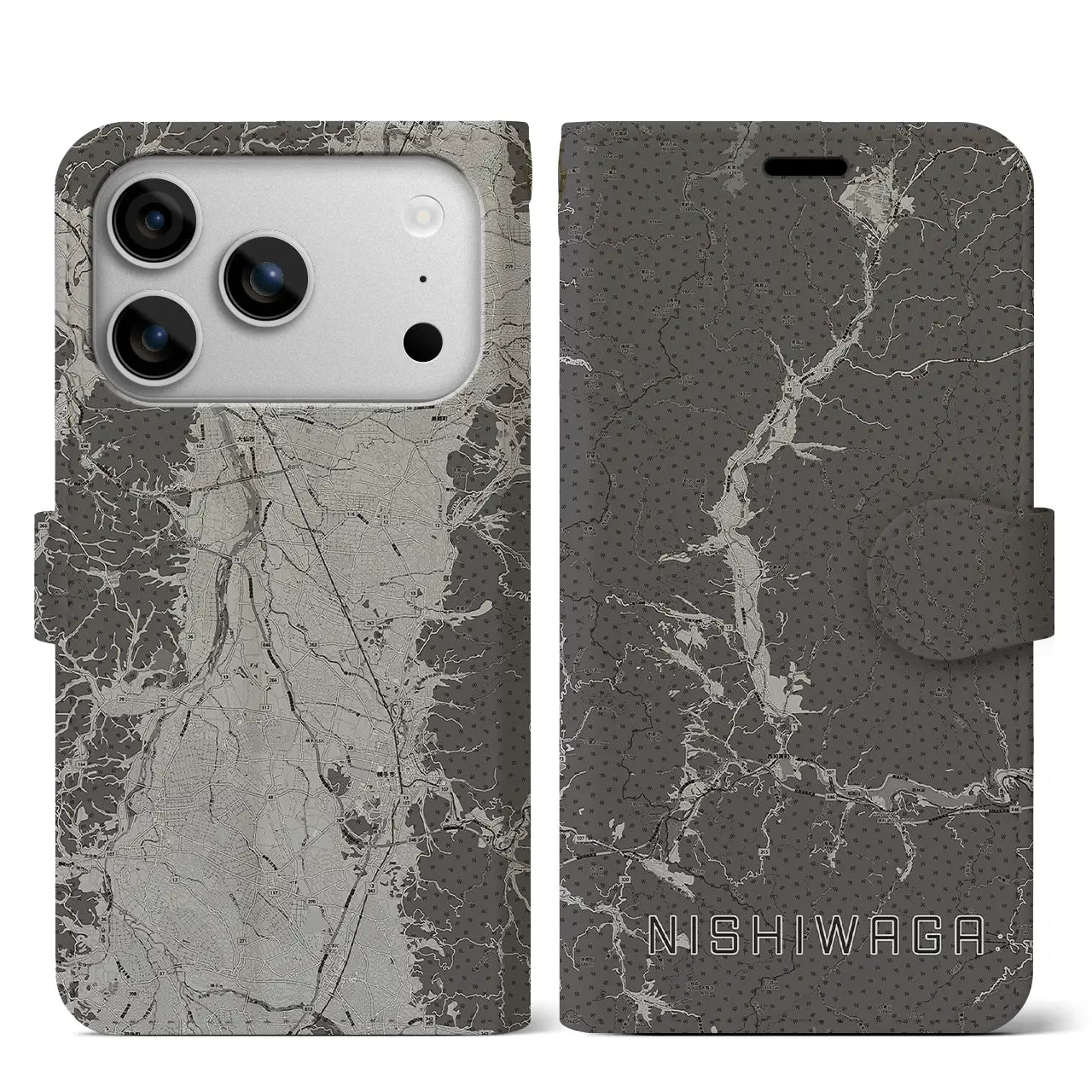 【西和賀(岩手県)】地図柄iPhoneケース(手帳タイプ)