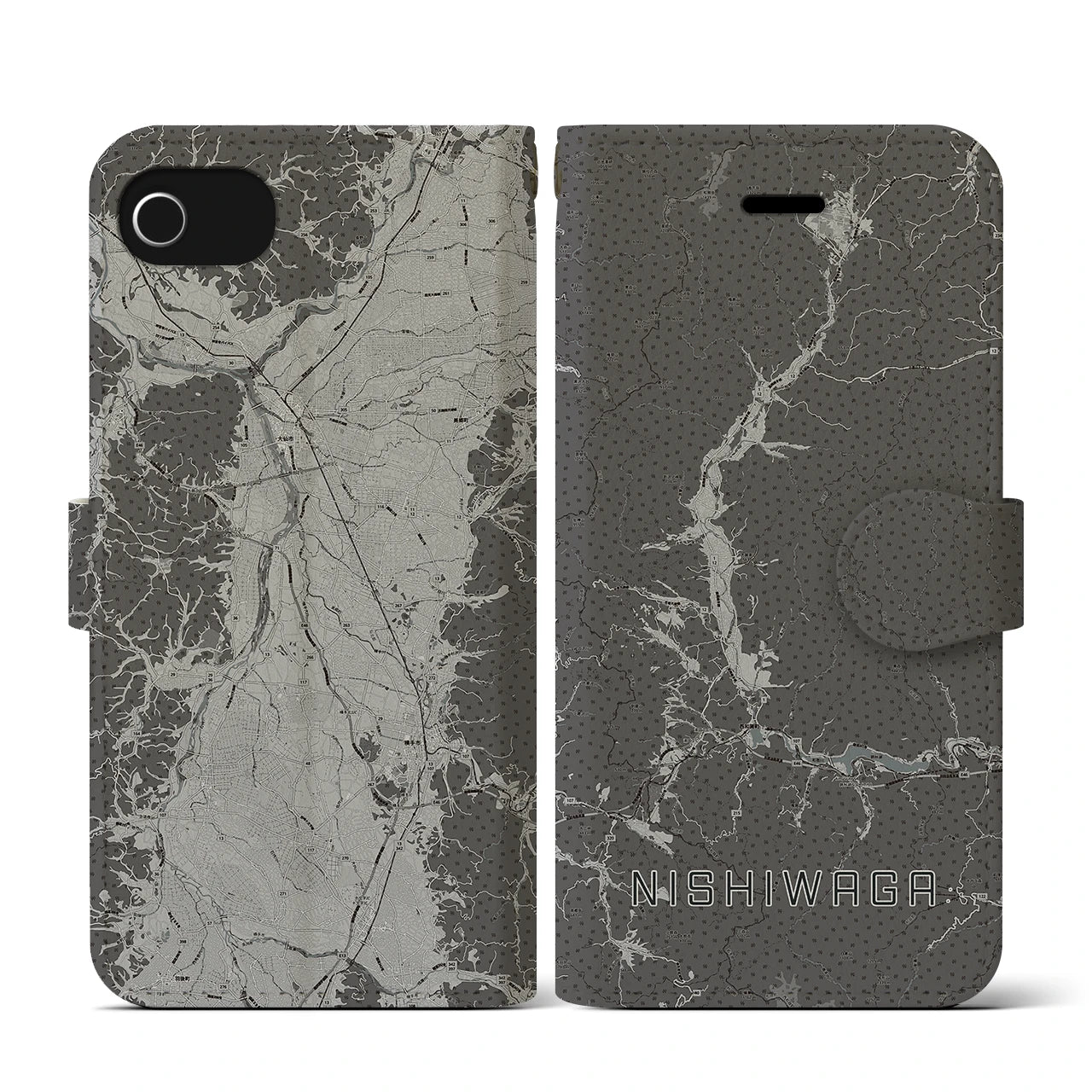 【西和賀(岩手県)】地図柄iPhoneケース(手帳タイプ)