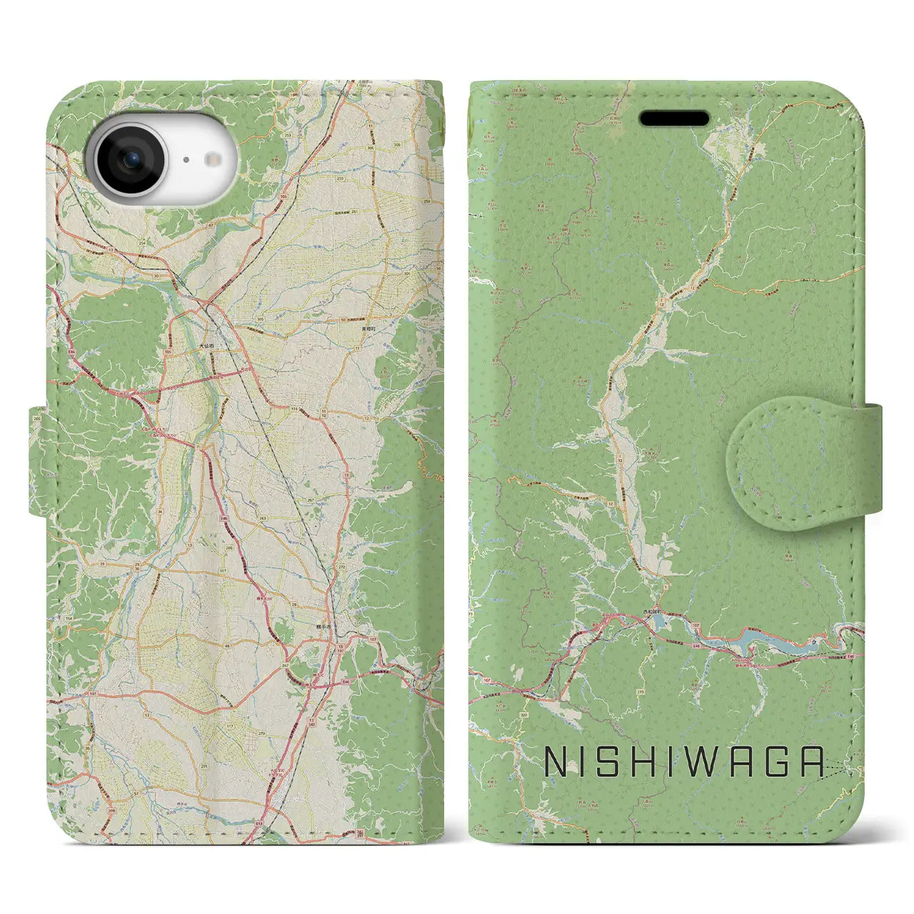 【西和賀(岩手県)】地図柄iPhoneケース(手帳タイプ)