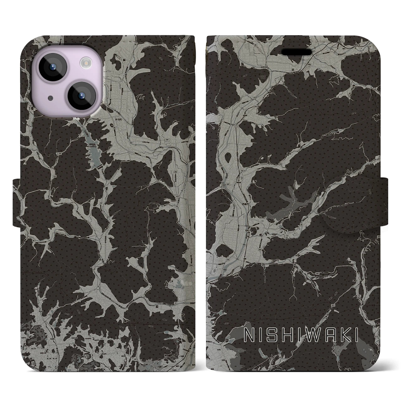 【西脇(兵庫県)】地図柄iPhoneケース(手帳タイプ)