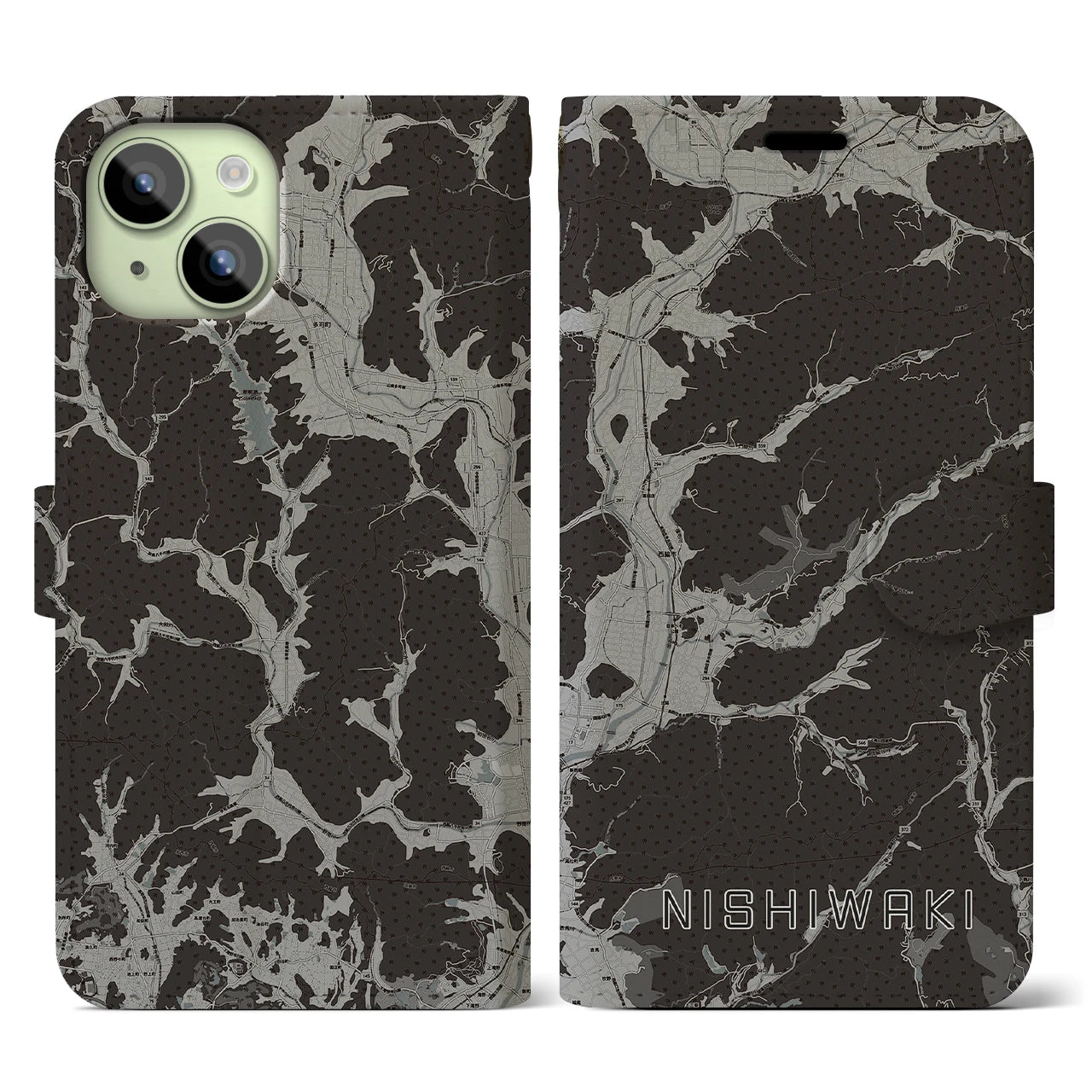 【西脇(兵庫県)】地図柄iPhoneケース(手帳タイプ)