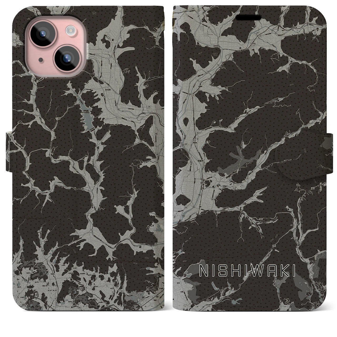 【西脇(兵庫県)】地図柄iPhoneケース(手帳タイプ)