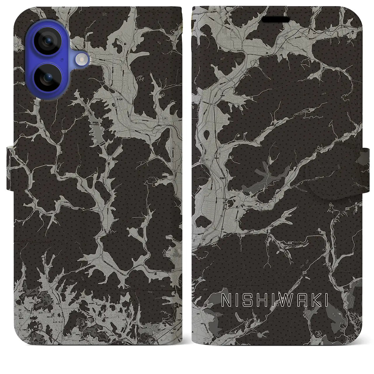 【西脇(兵庫県)】地図柄iPhoneケース(手帳タイプ)