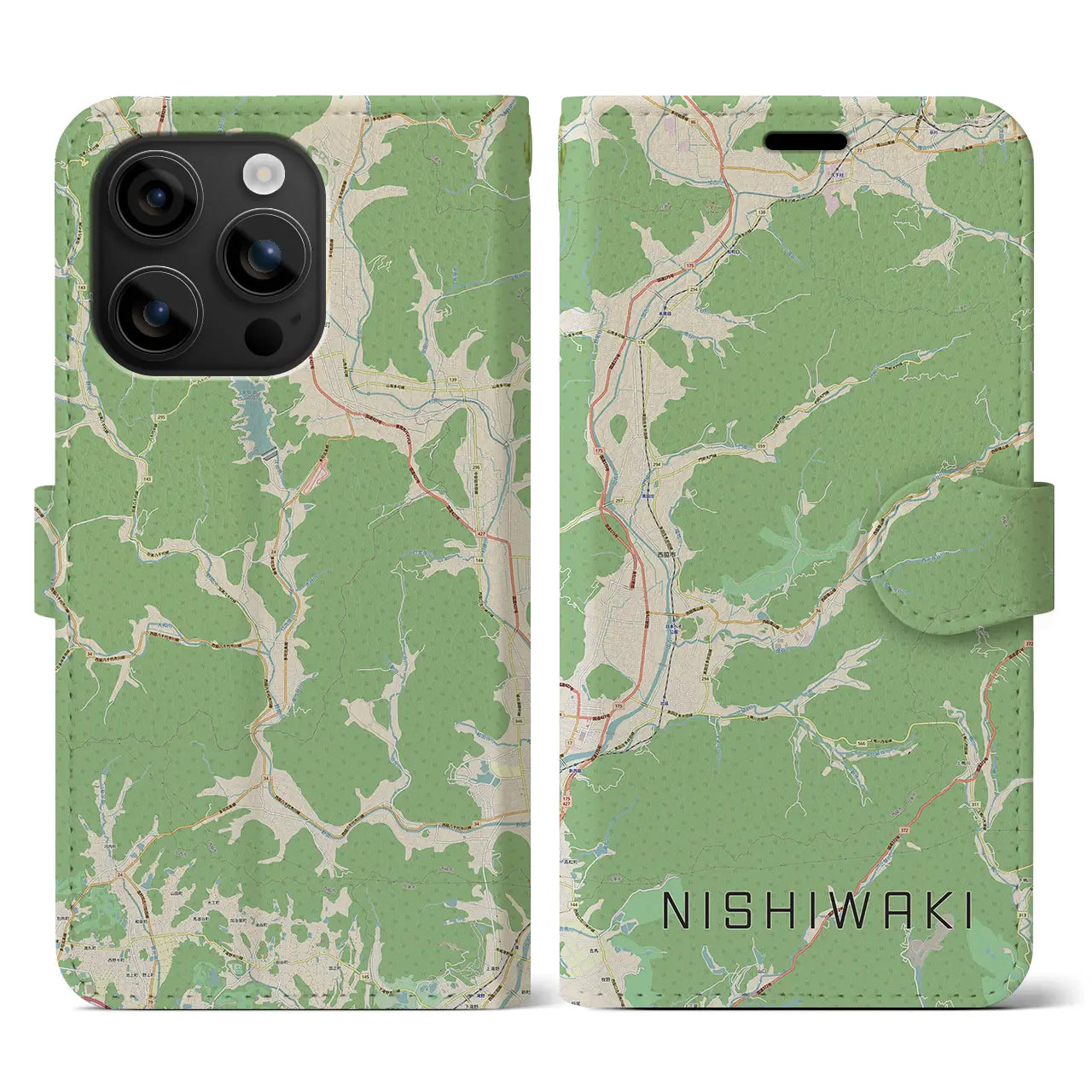 【西脇(兵庫県)】地図柄iPhoneケース(手帳タイプ)ナチュラル・iPhone 16 用