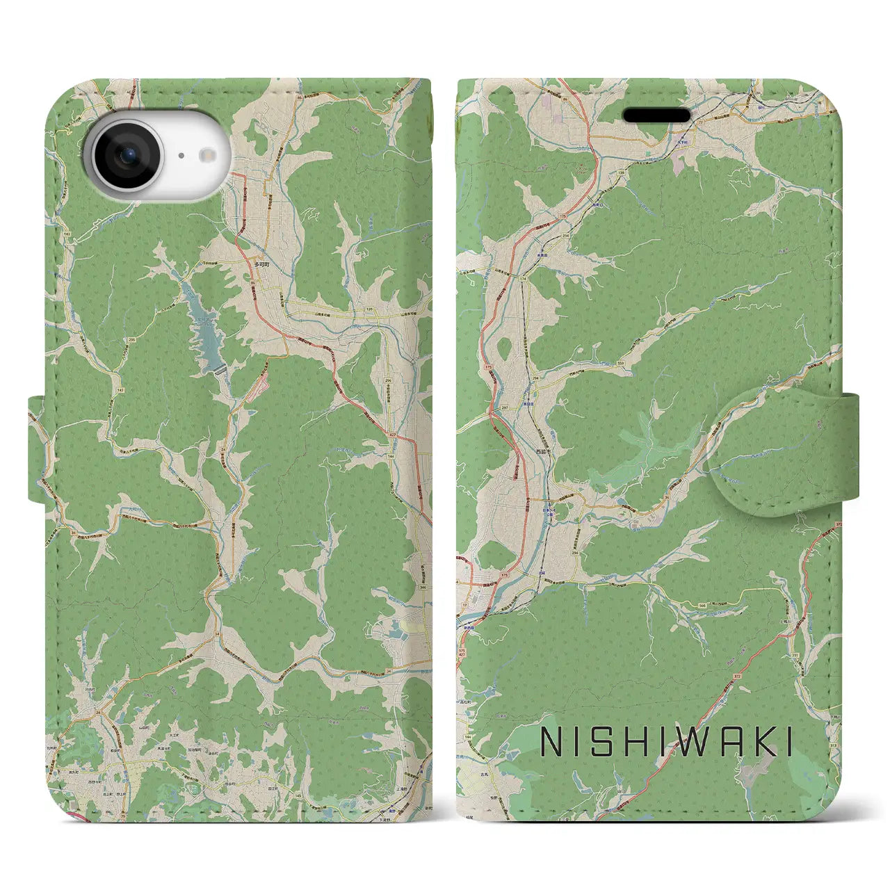 【西脇(兵庫県)】地図柄iPhoneケース(手帳タイプ)