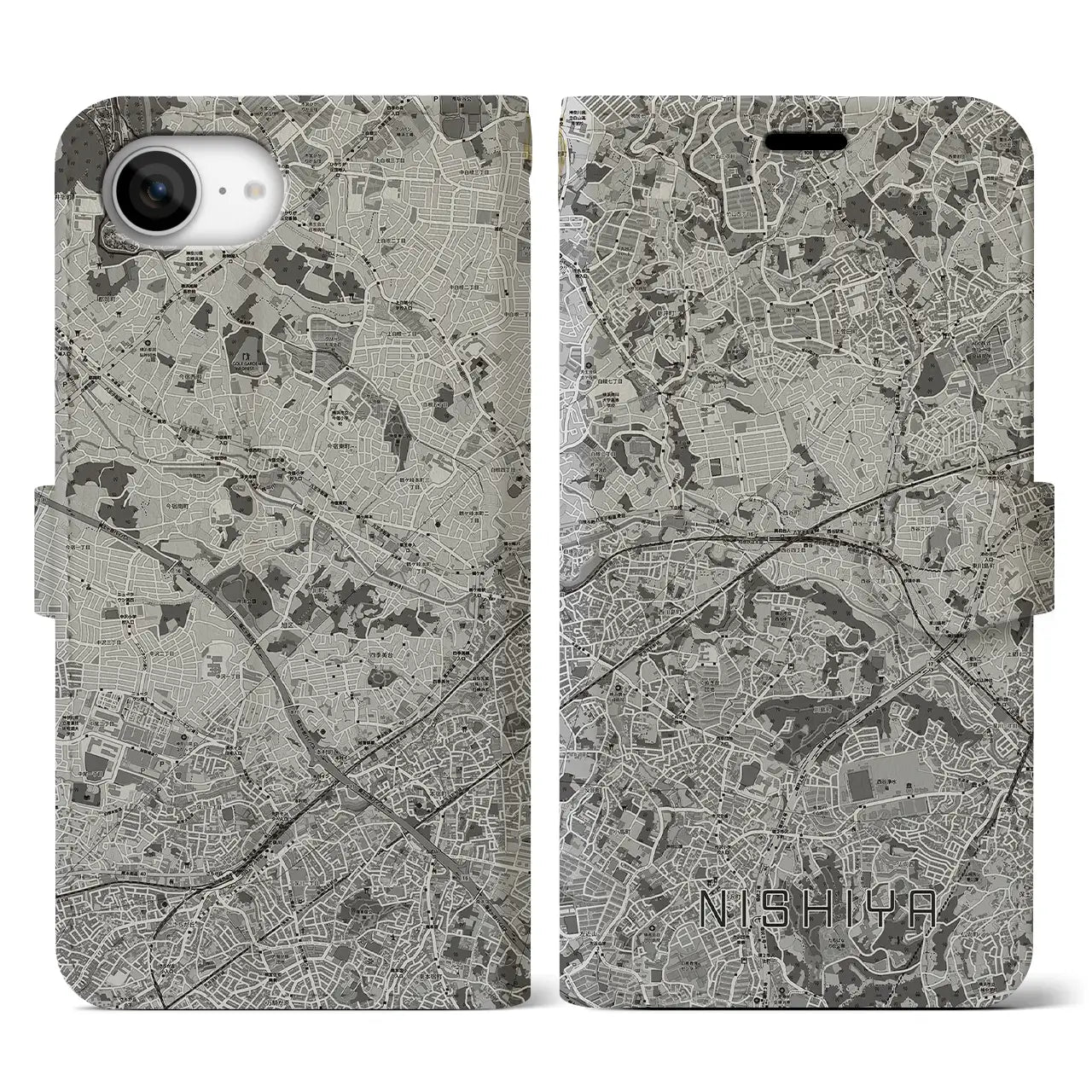 【西谷(神奈川県)】地図柄iPhoneケース(手帳タイプ)