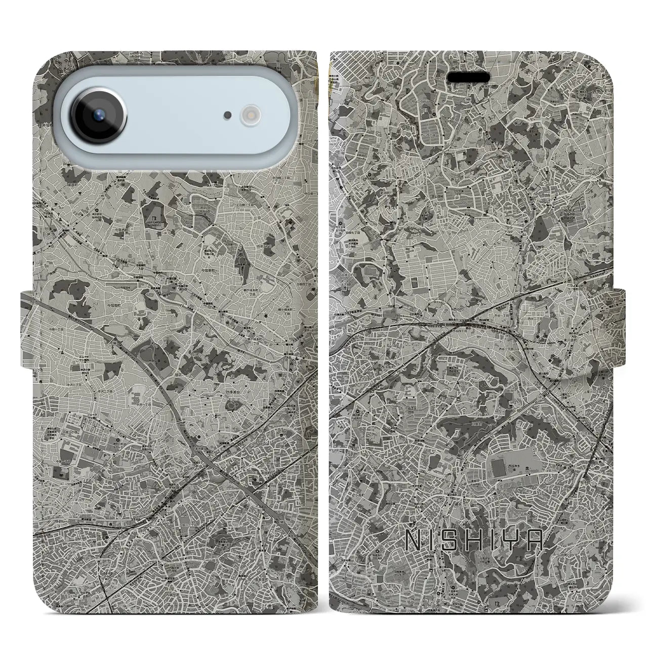 【西谷(神奈川県)】地図柄iPhoneケース(手帳タイプ)