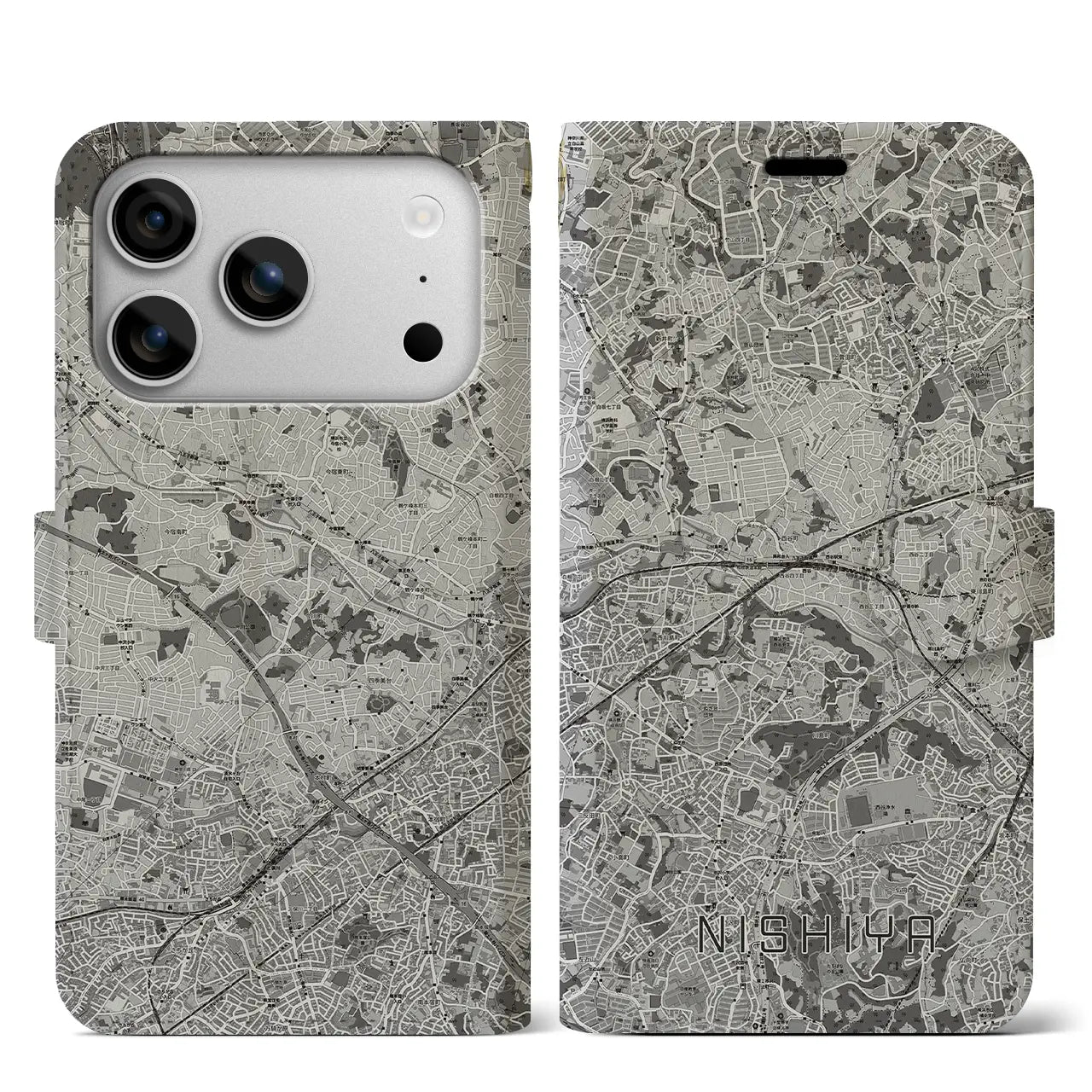 【西谷(神奈川県)】地図柄iPhoneケース(手帳タイプ)