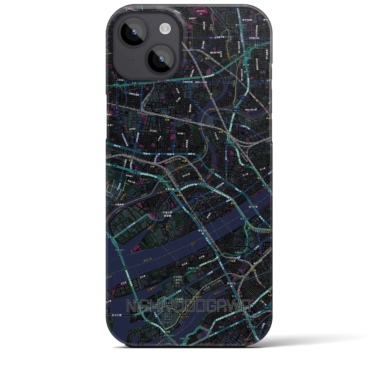 【西淀川(大阪府)】地図柄iPhoneケース(バックカバータイプ)