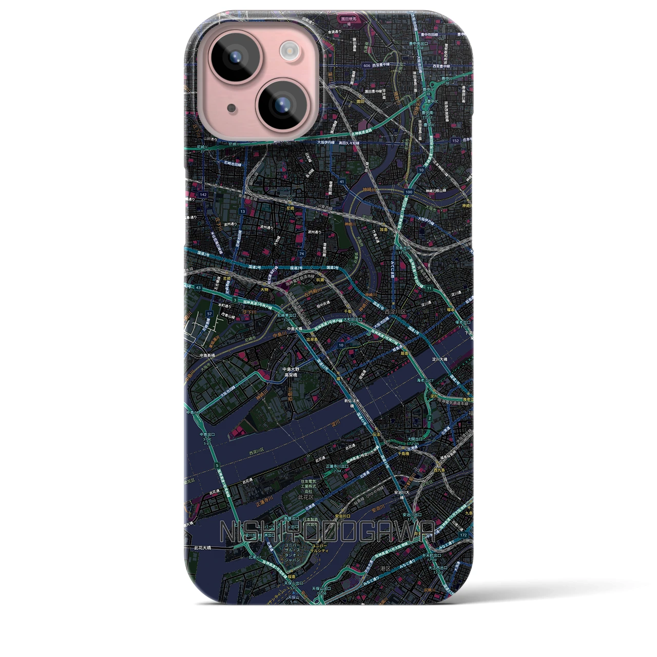 【西淀川(大阪府)】地図柄iPhoneケース(バックカバータイプ)