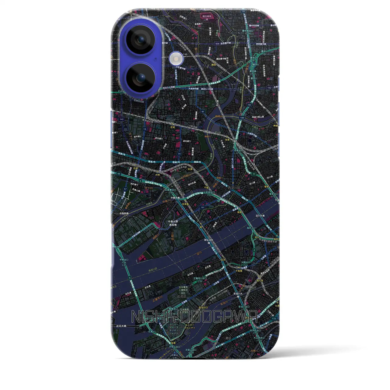 【西淀川(大阪府)】地図柄iPhoneケース(バックカバータイプ)