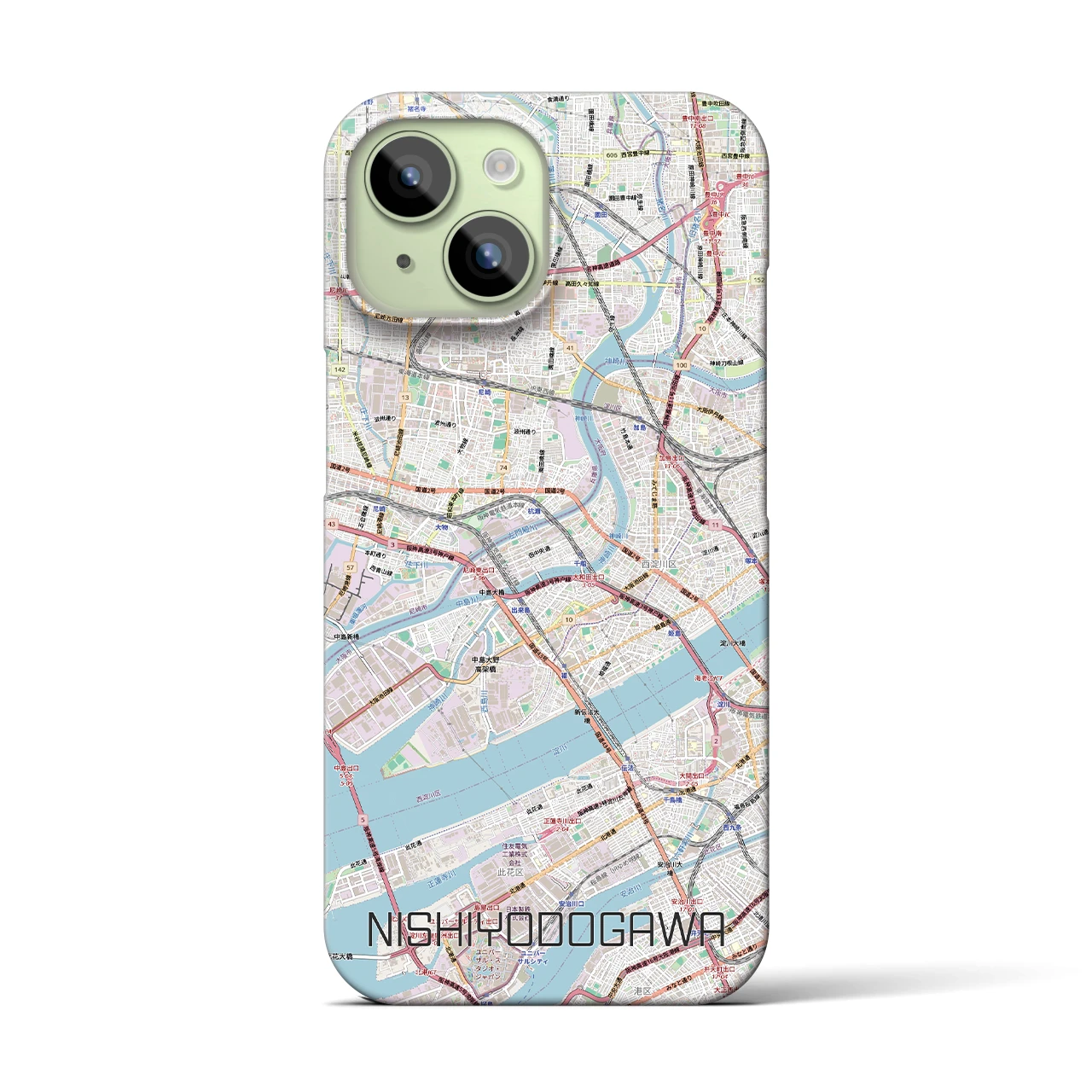 【西淀川(大阪府)】地図柄iPhoneケース(バックカバータイプ)